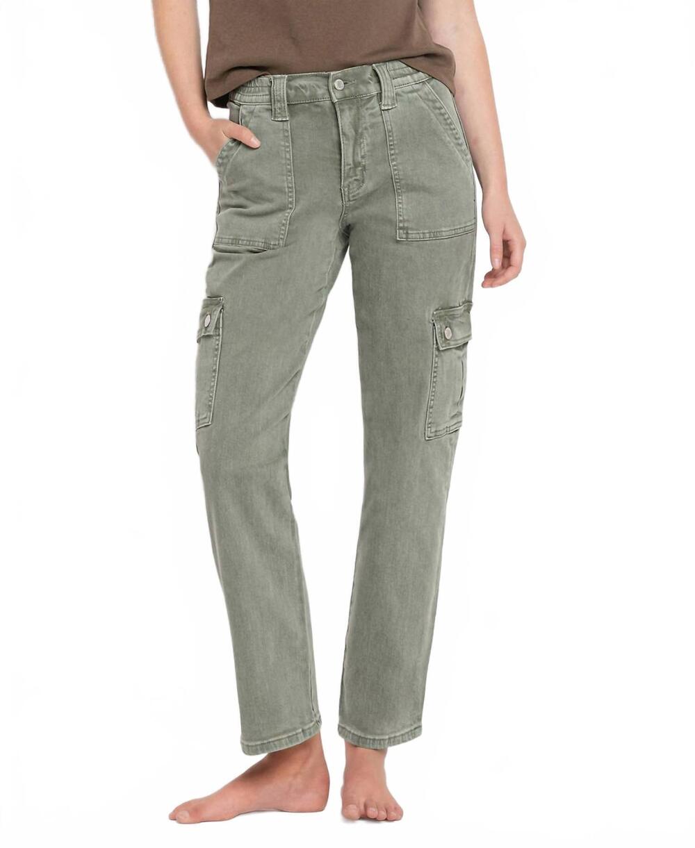 NEW VERVET BY FLYING MONKEY high rise straight cargo jeans in army green